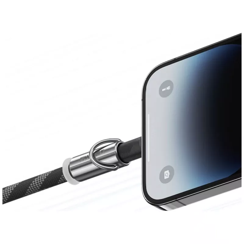USAMS SJ746 30W USB-C naar Lightning telefoon-lanyard-laadkabel 1,2 m zwart