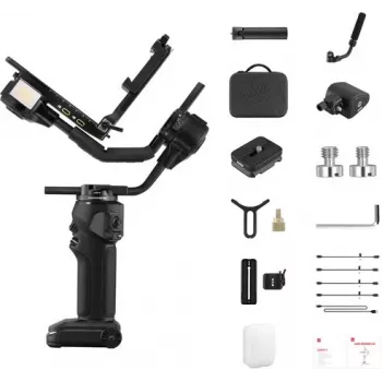 ZHIYUN CRANE 4 COMBO 3-assige camera-gimbalstabilisator met 6kg nuttige lading, 12h accu, touchscreen & vullicht, zwart