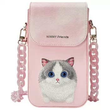 Nimmy Big Eyed Pet 2.0 katten telefoontasje - roze crossbodytas voor smartphones tot 6,7 inch