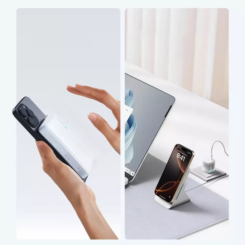 CUKTECH WPB100N magnetische draadloze powerbank 10000 mAh 20W met standaard - wit