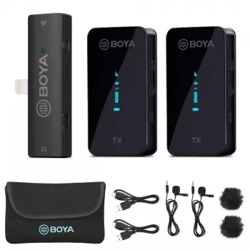 Boya BY-XM6-S4 draadloos microfoonsysteem voor iOS met Lightning, 2 zenders (BY-XM6-S4)