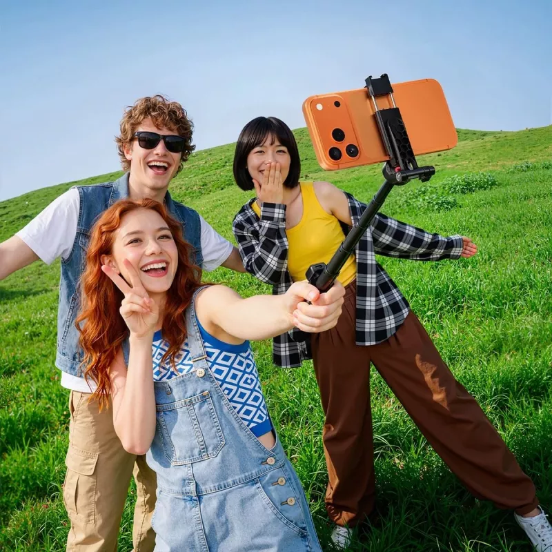 ULANZI Mini selfie-stick statief met Bluetooth-afstandsbediening voor smartphones, zwart