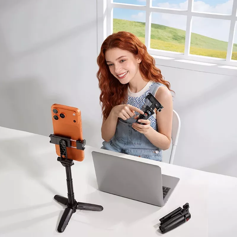 ULANZI Mini selfie-stick statief met Bluetooth-afstandsbediening voor smartphones, zwart