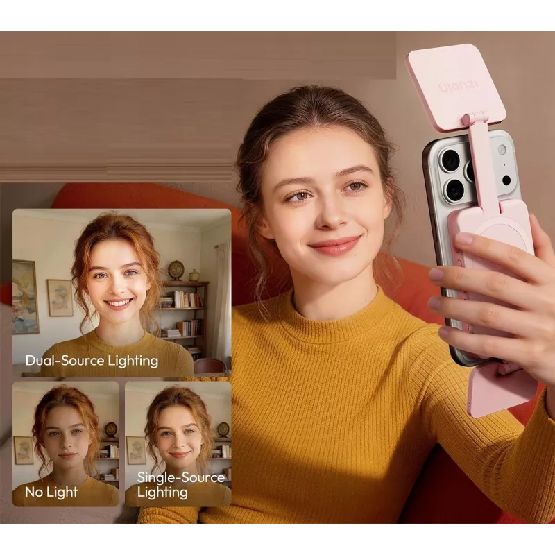 ULANZI GL01 GlowUp MagSafe LED selfie-licht voor iPhone, 2500K-9000K, CRI 97, wit