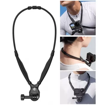 ULANZI ZJ09 magnetische neksteun voor action-camera's - 360° draaibaar, handsfree POV, flexibele siliconenband, compatibel met GoPro/DJI/Insta360