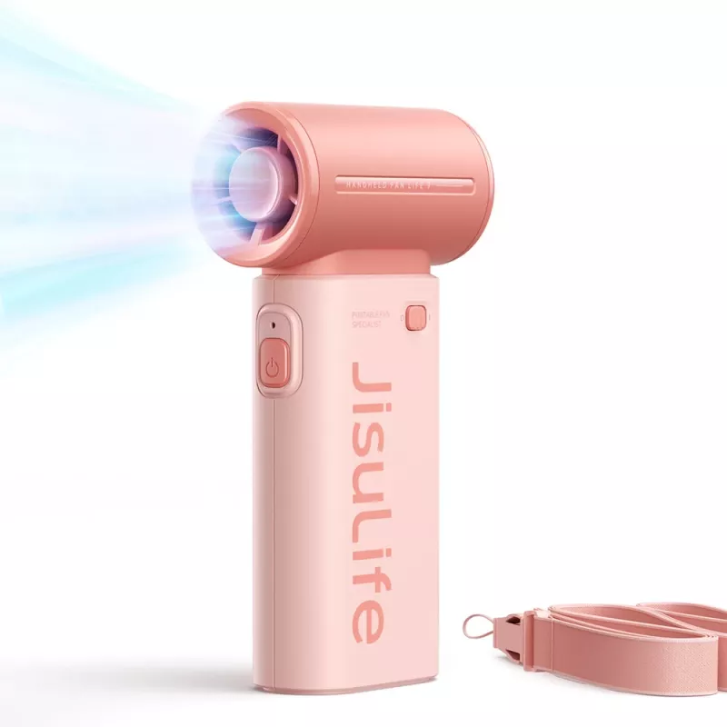 JISULIFE Life9 handventilator 3600mAh USB-C draagbare opvouwbare tafelventilator - roze