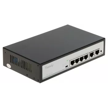 Tiandy TC-P3S06 4-poorts PoE-switch met 2 uplink-poorten, 65W budget, IEEE 802.3af/at, unmanaged, desktop/wandmontage