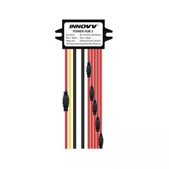 INNOVV Power Hub 3 - waterdichte 12V stroomverdeler voor 5 apparaten met batterijbeveiliging en zekeringen
