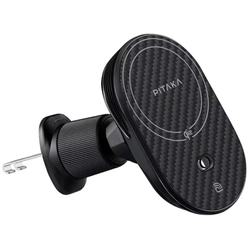 PITAKA MagEZ Pro 2 Qi2 15W NFC MagSafe autohouder draadloze oplader zwart-grijs