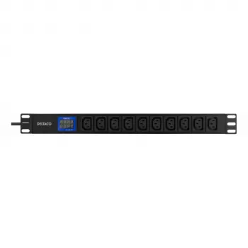 DELTACO Bluewalker PDU Powerwalker LC-16A 10xIEC C13 1U rackmount basis-PDU, 16A, 2m kabel