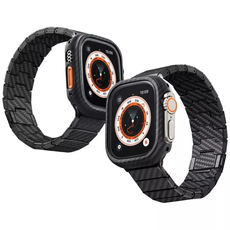 PITAKA Carbon Fiber Modern Watch Band voor Apple Watch 42/44/45/49mm zwart grijs