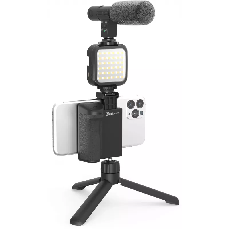 DigiPower DPS-VLG4 vlogging-greepset met LED-licht en microfoon