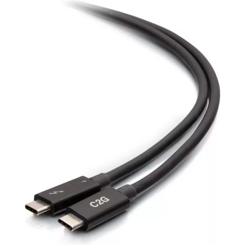 C2G 2,5 voet Thunderbolt 4 USB-C kabel - 40Gbps, 100W PD, 8K, zwart