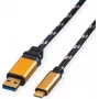 ROLINE GOLD USB 3.2 Gen 1 USB-A naar USB-C kabel, 1m, zwart, vergulde stekkers