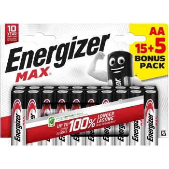 Energizer Max AA alkaline batterij LR6 1,5 V, 20 stuks (E303329900)