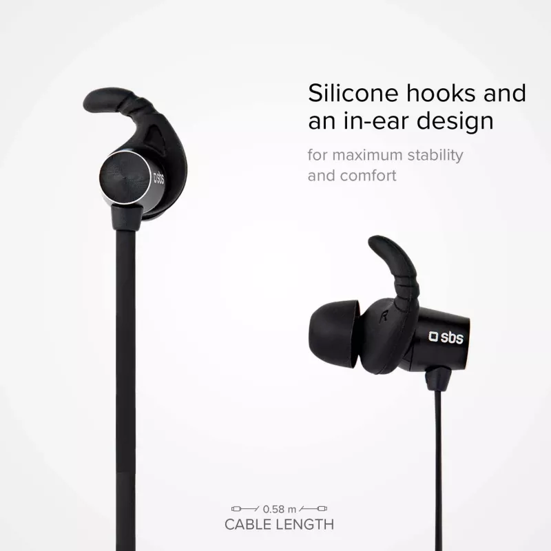 SBS TEEARBT501K draadloze Bluetooth in-ear-koptelefoon met microfoon, zwart