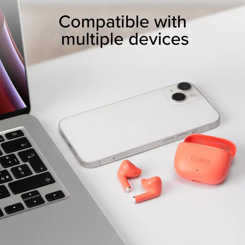 SBS TEEARTWSGOPODSR True Wireless Stereo-oordopjes met oplaadcase, Bluetooth 5.0, Touch Control, rood