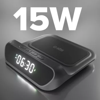SBS wekker met 15 W draadloze oplader (TEWIRCLOCK)