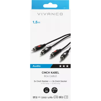 Vivanco audiokabel 2xRCA naar 2xRCA 1.5 m (VVA2RCA15MMK)
