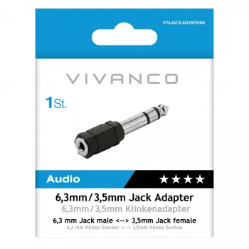 Vivanco VVAJACKAD35F63M 3,5-mm jackadapter (bus naar stekker) stereo