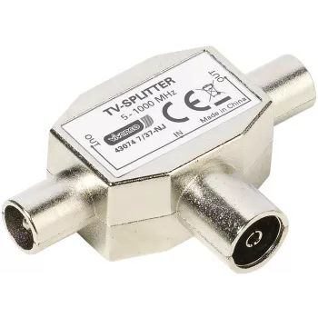 Vivanco afgeschermde 2-weg tv-antennesplitter, coaxbus naar 2 stekkers (VVANSHILD2M1F)