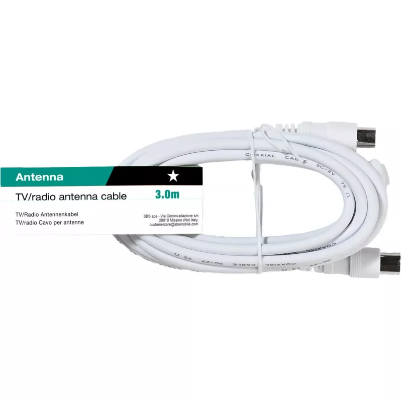 Vivanco antennekabel 3 m, stekker–aansluiting (VVANX30MFW)