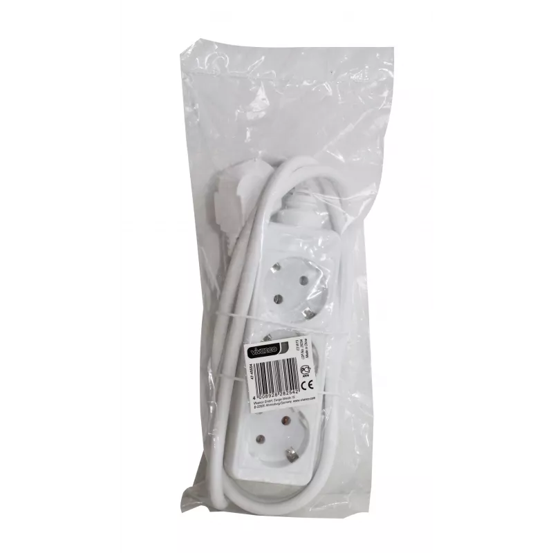 Vivanco verlengsnoer met 3 contacten 1,4 m, wit (VVELSTR3SCHWP)