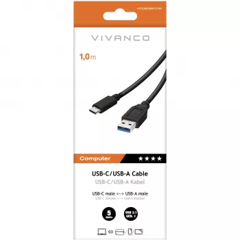 Vivanco USB-C-naar-USB-A 3.0-kabel 1 m (VVITCABUSBATYC15W)