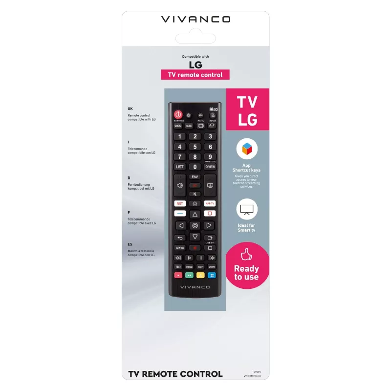 Vivanco VVREMOTELGK universele afstandsbediening voor LG televisies - zwart