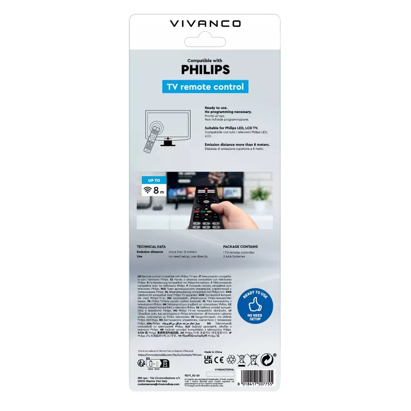 Vivanco VVREMOTEPHIL universele afstandsbediening voor Philips tv's