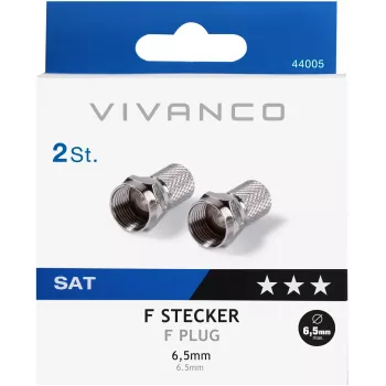 Vivanco F-connector voor 6.5 mm kabel, 2 stuks (VVSATADAPTF65MM2P)
