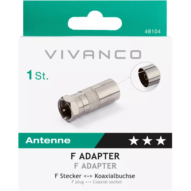 Vivanco adapter F-stekker naar coaxiale aansluiting (VVSATCOAXSATMF)