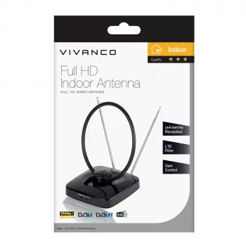 Vivanco VVTV2ANTCIRCLE binnenantenne voor DVB-T/T2, DAB/DAB+ en FM-radio, zwart