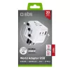 SBS universele reisadapter met 2x USB-C PD 20W en 1x USB-A QC 18W, 35W totaalvermogen, wit