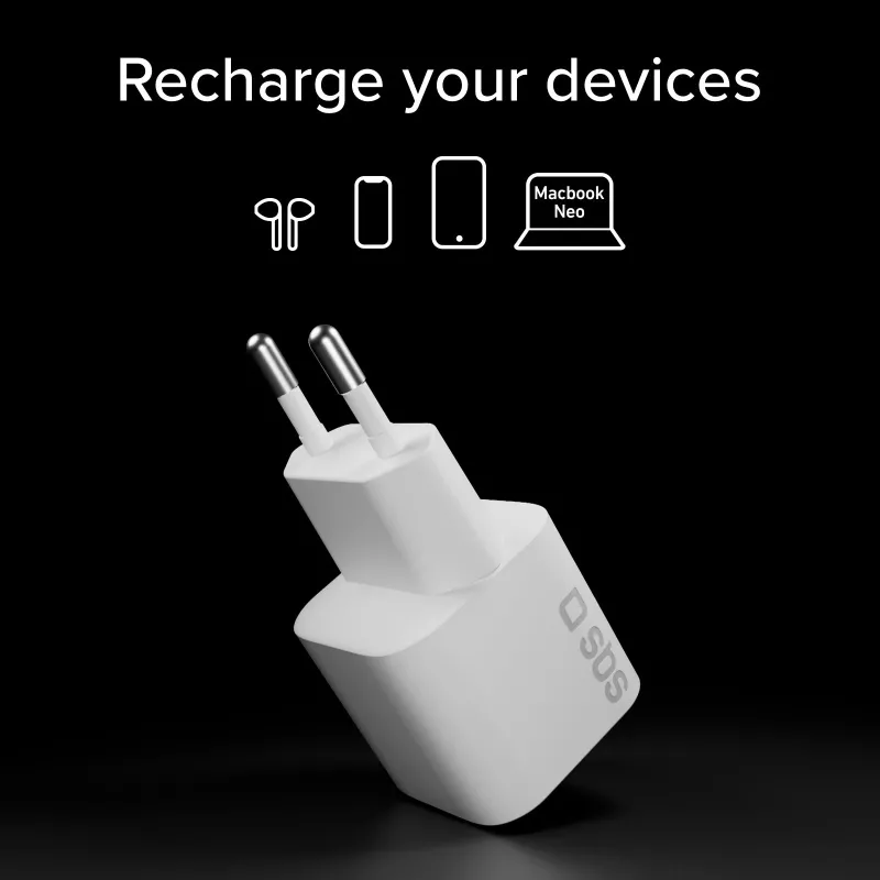 SBS 20W USB-C PD wandlader - wit