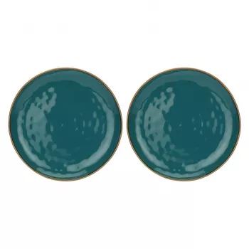 ROSE&TULIPANI Concerto Ottanio set van 2 ronde porseleinen serveerschalen, 32 cm, blauwgroen, vaatwasser- en magnetronbestendig
