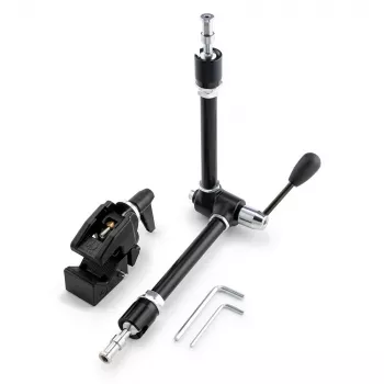 Manfrotto 143R gelede Magic Arm met camerahouder, 3 kg draagvermogen, aluminium, zwart