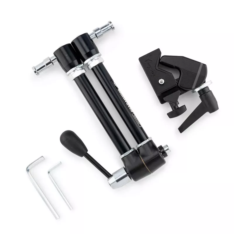 Manfrotto 143R gelede Magic Arm met camerahouder, 3 kg draagvermogen, aluminium, zwart