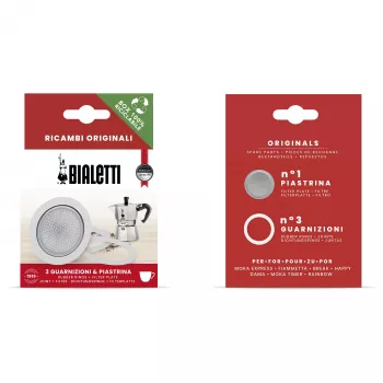 Bialetti Ricambi 3 reservepakkingen + 1 filterplaat voor 3-4 kops moka-kannen