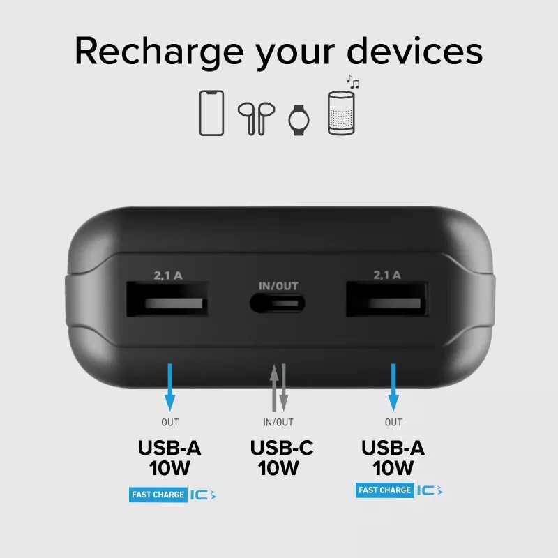 SBS Solar Power Bank 20000 mAh Fast Charge zwart