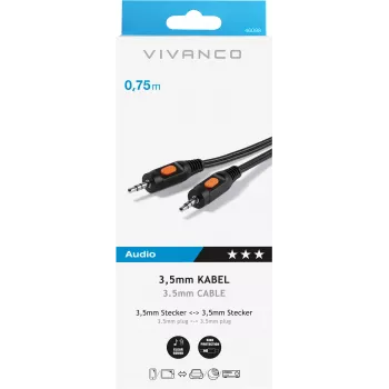 Vivanco audiokabel 3.5 mm naar 3.5 mm 0.75 m (VVAJACK07MMK)