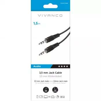 Vivanco audiokabel 3.5 mm naar 3.5 mm 1.5 m (VVAJACK15MMK)