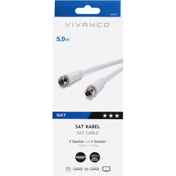 Vivanco SAT F-kabel 5 m, wit (VVSAT50MMW)