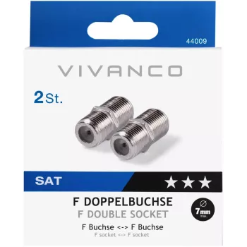 Vivanco dubbele F-aansluiting, 2 stuks (VVSATADAPTMMF)