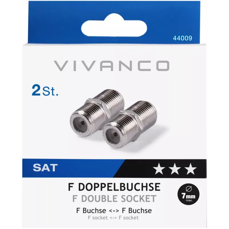 Vivanco dubbele F-aansluiting, 2 stuks (VVSATADAPTMMF)