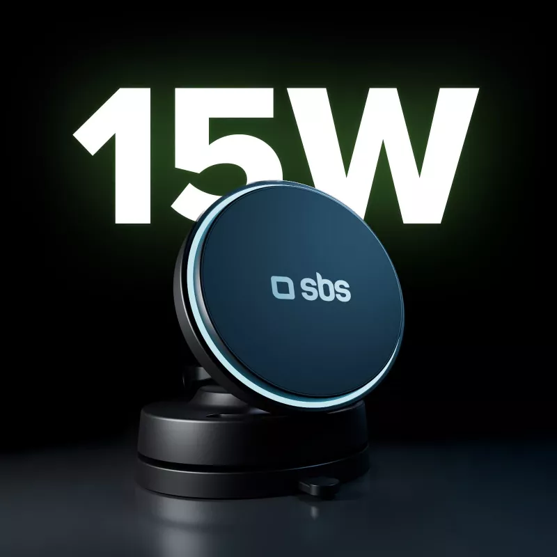 SBS 360° MagSafe-autohouder draadloze oplader 15W zwart