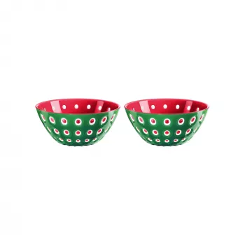 Guzzini Le Murrine 2-delige schaalset 12 cm smaragdgroen/wit/rood