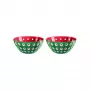 Guzzini Le Murrine 2-delige schaalset 12 cm smaragdgroen/wit/rood