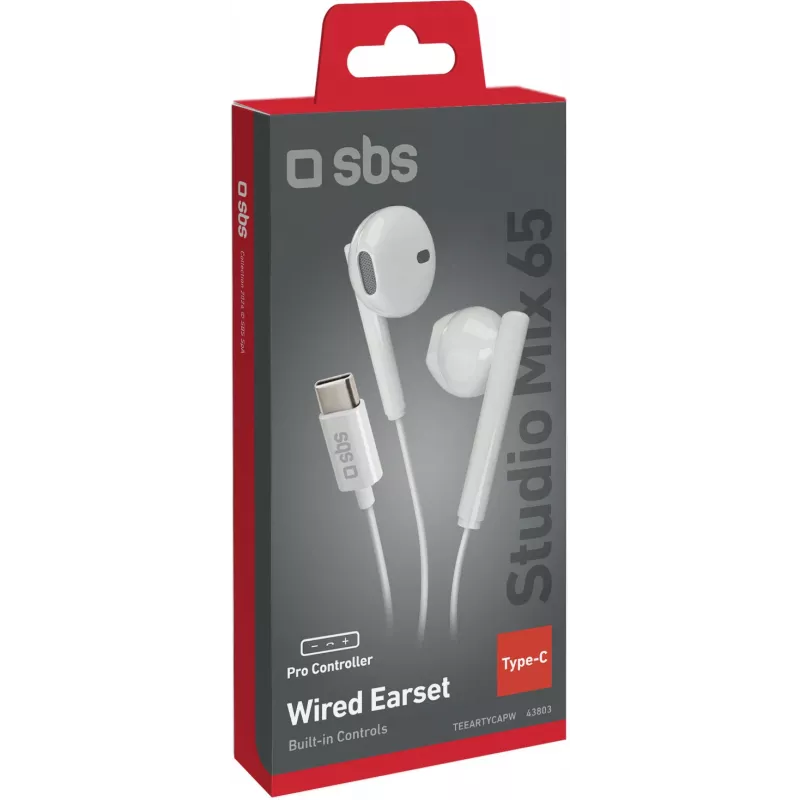 SBS Studio Mix 65c bedrade USB-C-oortjes, wit (TEEARTYCAPW)