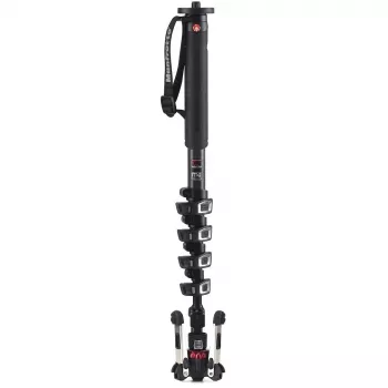 Manfrotto XPRO Monopod+ MVMXPROC5 carbonfiber 5-secties video-eenbeenstatief met FLUIDTECH-basis